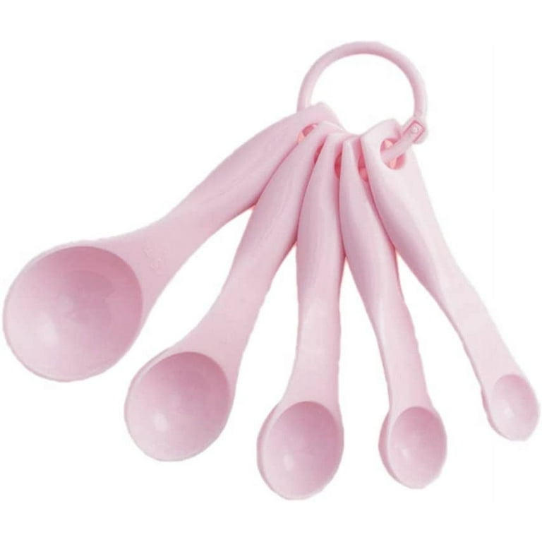 Set of 5 Plastic Measuring Spoons Set Pink Measuring Cup Spoons Measuring  Spoon for Home Kitchen Cooking Baking