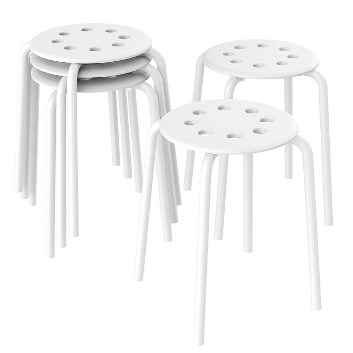 Set of 5 Plastic Stack Stools Round Bar Stools with 8 Holes, White