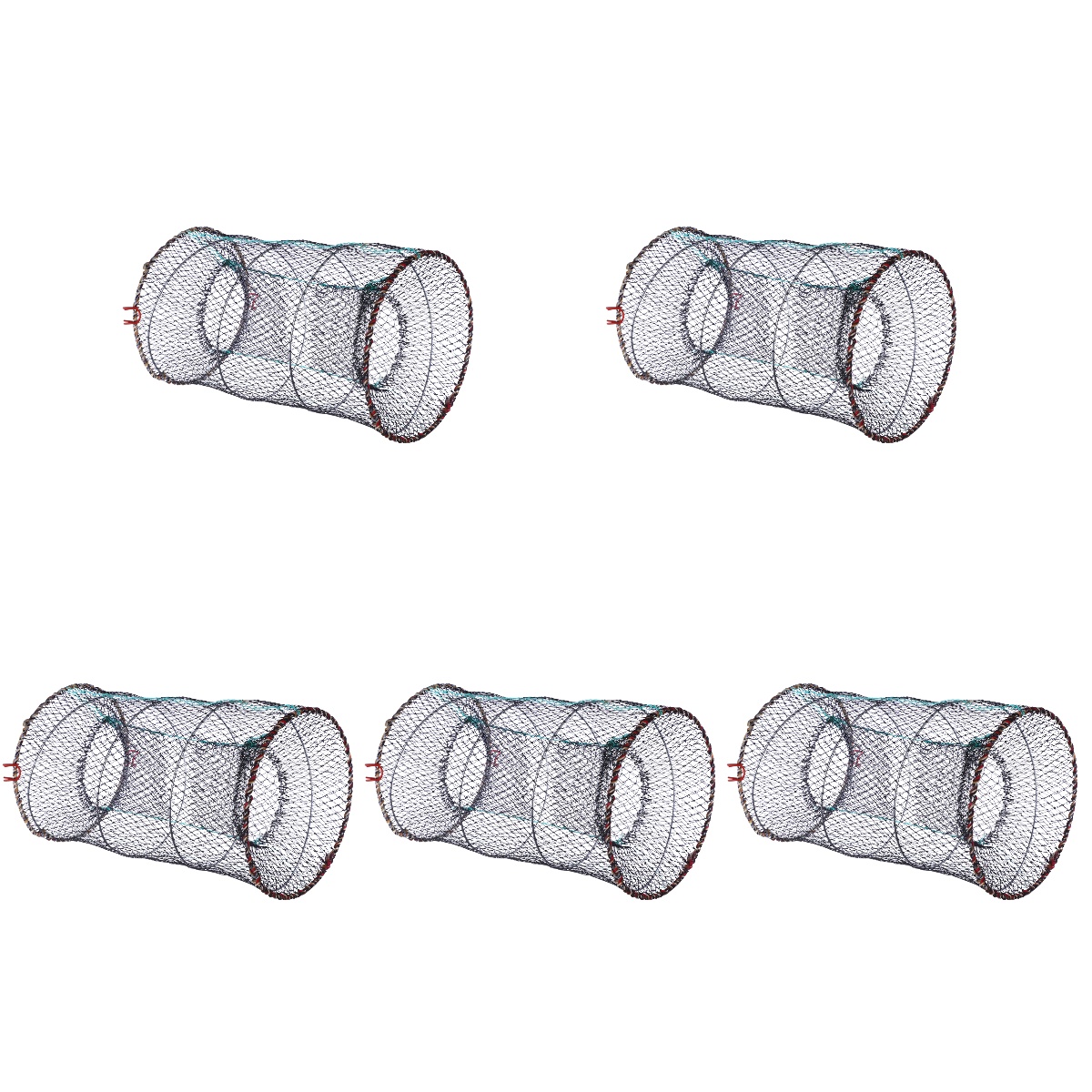 Set of 5 Portable Fishing Landing Net Minnow Trap Traps Lures Baits