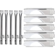 Set of 5 Replacement Burners and Stainless Steel Heat Plates Tent Shield Replacement Kit for Nexgrill 720-0888 720-0888N 720-0830H