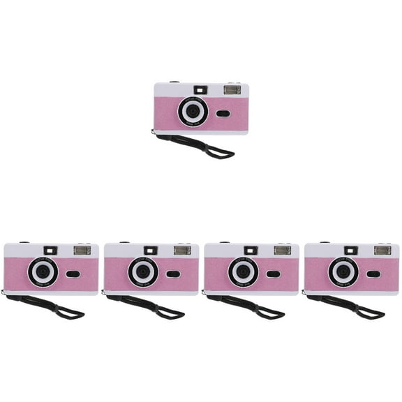 Set of 5 Retro Camera Plastic Build-in Flash Instant Handheld Reusable Film White