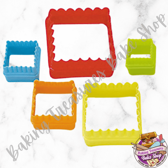 Set of 5 Square Double-sided: Straight and scalloped