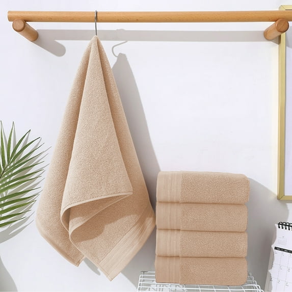 Set of 5 Thickened Face Towel Cotton Towel Washcloths Soft Facial Cloths 28” x 14” Spa-Like Feel Silky Face Cloth for Skin Cleansing (Khaki)