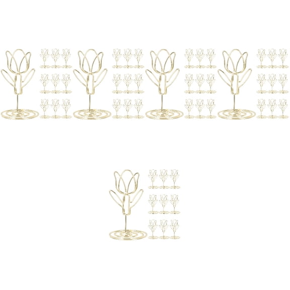 Set of 5 Flower Shaped Business Card Holders for Desk, Menu or Office Organization