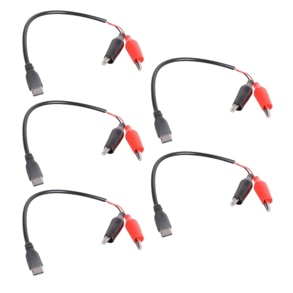 Set of 5 Type C Male to Alligators Clip Power Cable for Device Charging Voltages Measurement and Solar Energy Connection