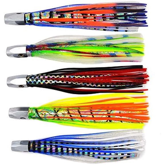 Set of 5 pcs 8.5 INCH Trolling Skirt Lures Marlin Tuna Dolphin Mahi Durado Wahoo Big Game deep sea Fishing Lure$$Sport & Recreation Other