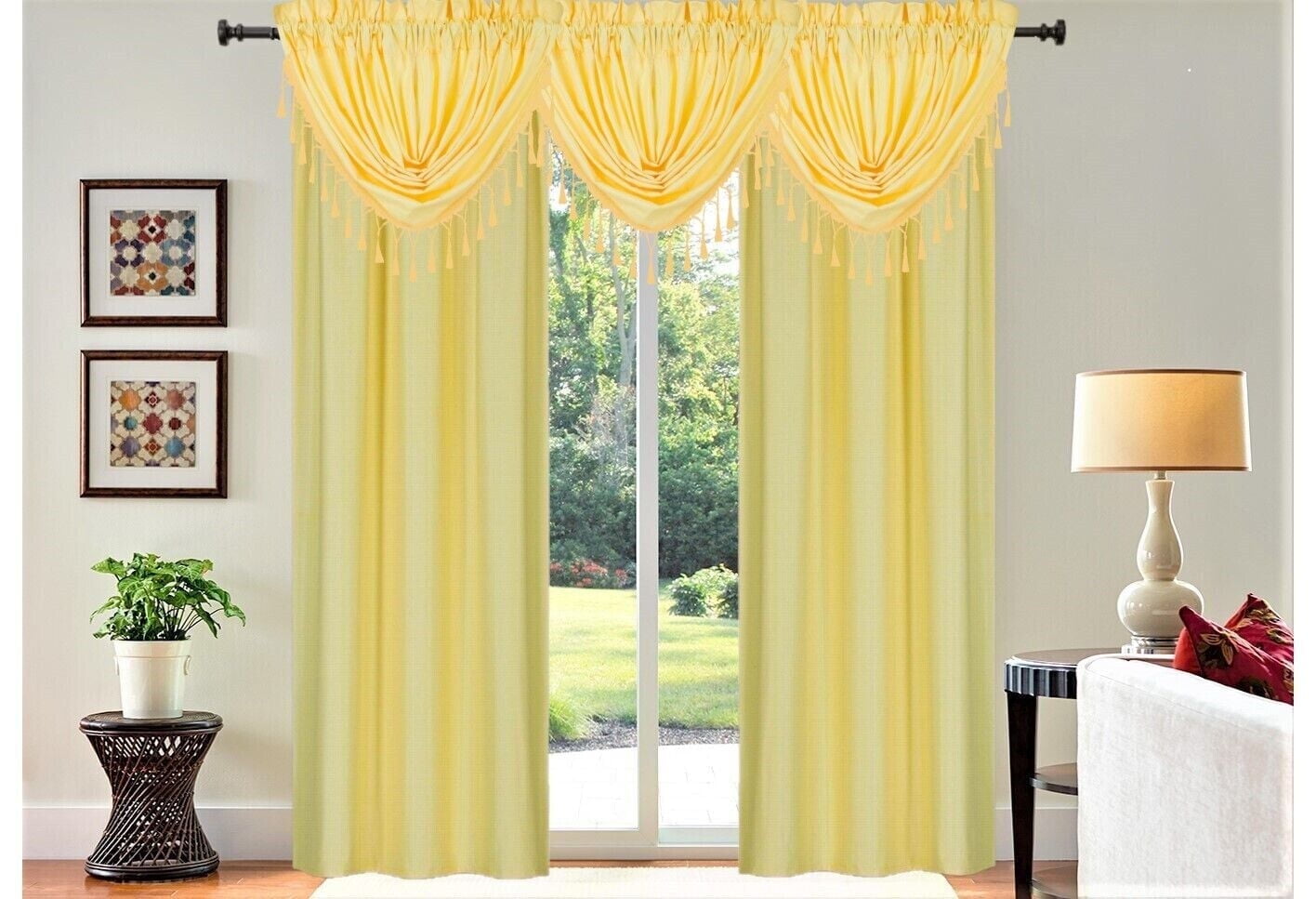 Gorgeous Home LINEN Yellow Blackout Curtains, 2 Panels 35x84 Inch, 3 ...