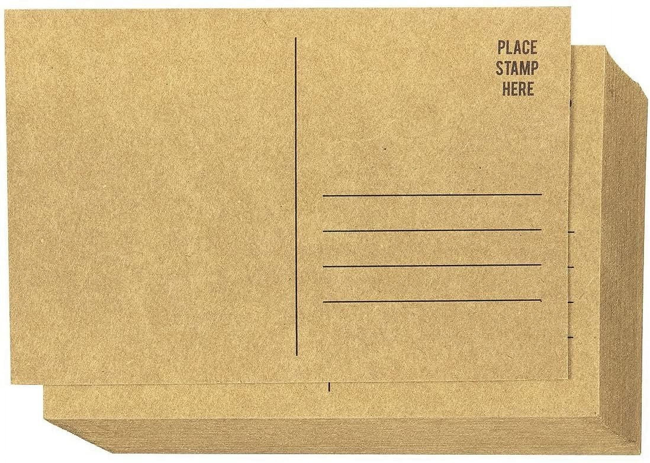 Set of 50 Brown Kraft Paper Blank Cardstock Postcards Pack - Self Mailer Mailing Side Postcards Bulk 50 Pack Postage Saver - 4 x 6 Inches