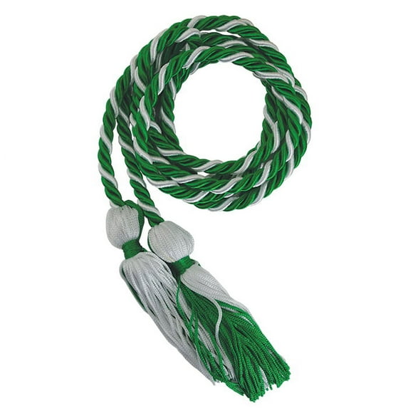 Set of 50 Honor Cords - Kelly Green/White