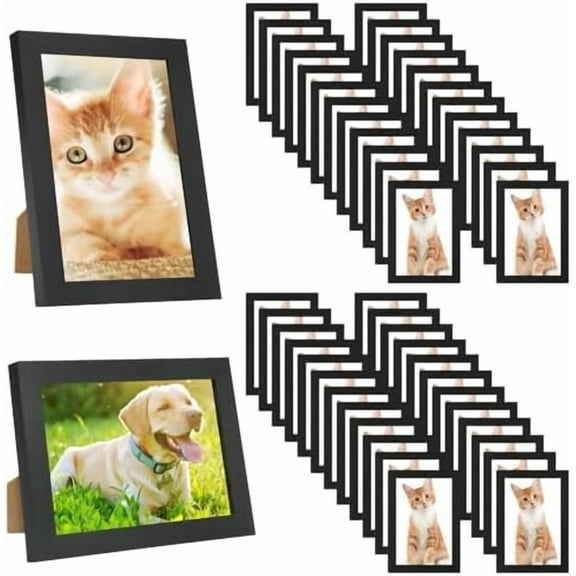 Set of 50 Picture Frame Bulk Photo Frames Wall Mounting Simple Photo Frames Multi Picture Frames for Wall or Tabletop, Black