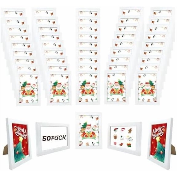 Set of 50 Picture Frame Bulk Photo Frames Wall Mounting Simple Photo Frames Multi Picture Frames for Wall or Tabletop, Fits 4"x6" White