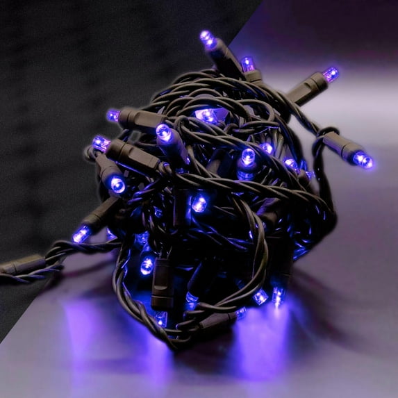 Set of 50 Purple 5mm LED Mini Lights with 4in Spacing