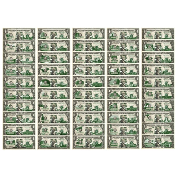 Set of 50 STATE $1 Bill *Genuine Legal Tender* U.S. One-Dollar Currency *Green*