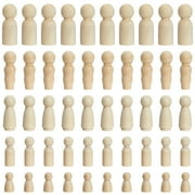 Set of 50 Unfinished Wood Peg Dolls Family, Wooden People for Crafts, Dollhouse Figures (5 Sizes)