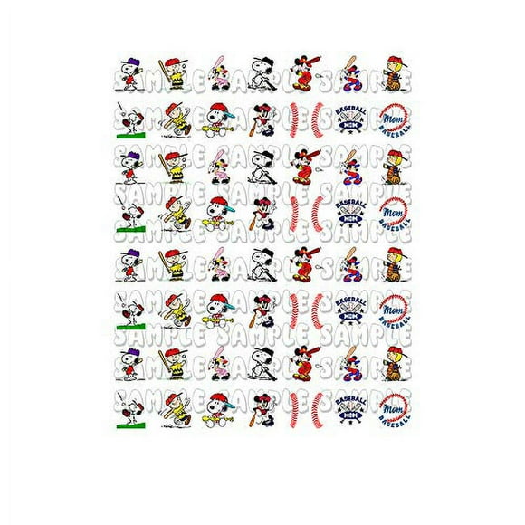 Set of 56 Baseball Cartoon Mom Nail Art Decals