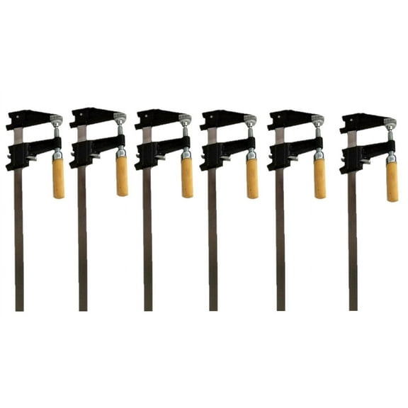 Set of 6 - 12" Steel Bar Clamp with Metal Ratcheting System and Quick Release Suitable for a Wide Range of Woodworking and Metalworking