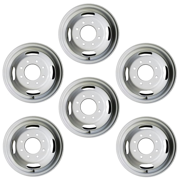 For Chevy Express GMC Savana Sierra Silverado 3500 Steel OEM Design Wheel 16" Dually GRAY 2001-2025 GRAY Set of 6 Replacement Rim