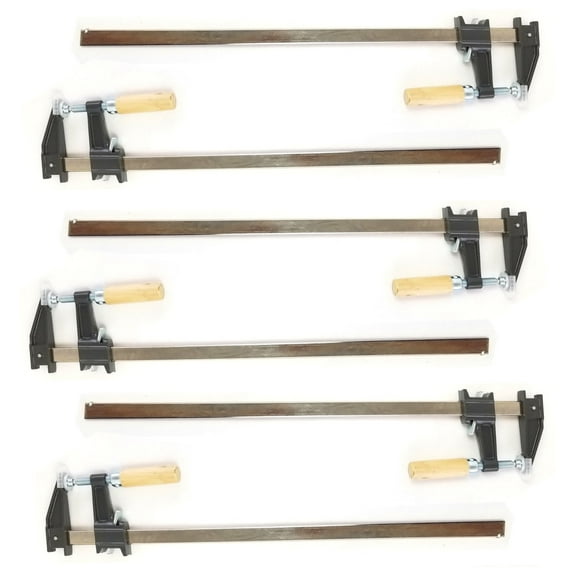 Set of 6 - 24" Steel Bar Clamp with Metal Ratcheting System and Quick Release Suitable for a Wide Range of Woodworking and Metalworking