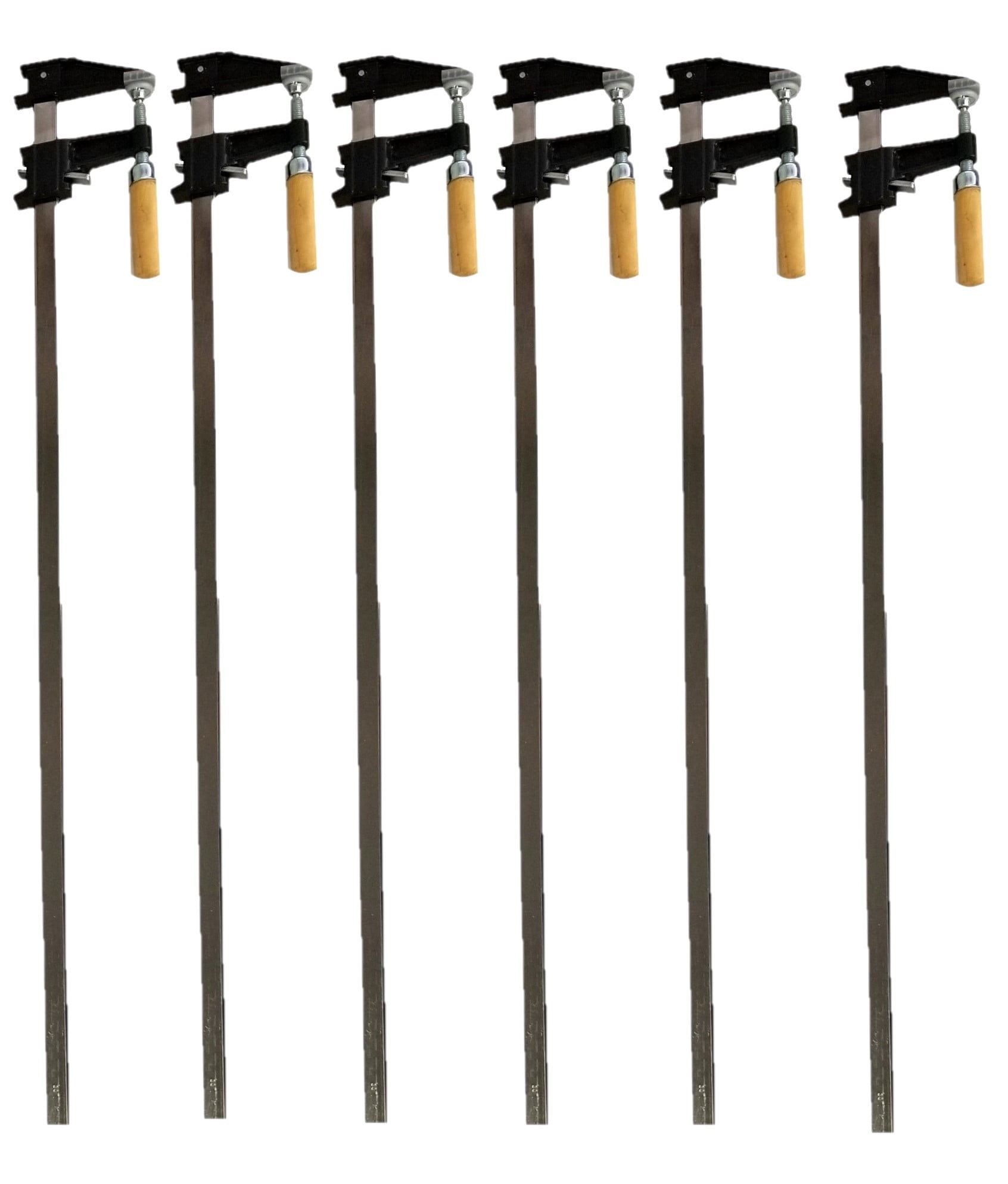 Set of 6 - 30" Steel Bar Clamp with Metal Ratcheting System and Quick Release Suitable for a Wide Range of Woodworking and Metalworking