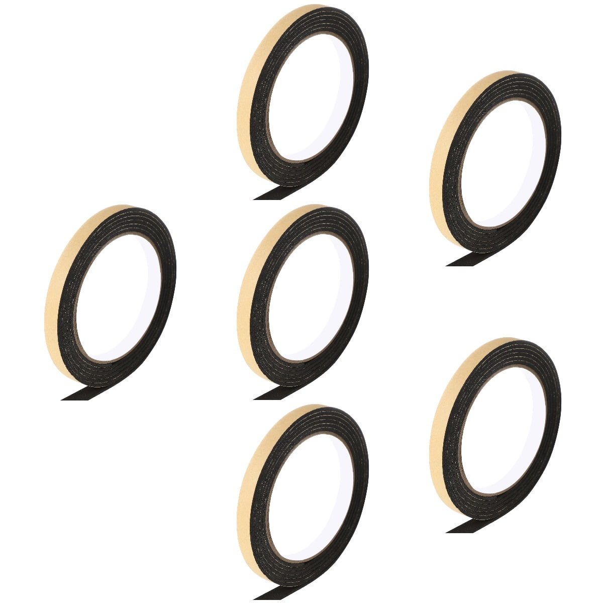 Set of 6 Black Duct Tape Caulk Strip Tapes Sticky Tapes Sealing Tapes