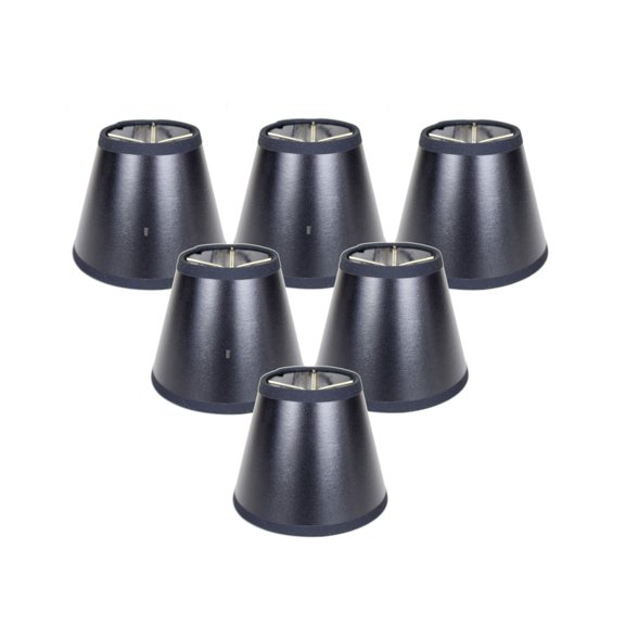 Set of 6 Black Parchment Silver-Lined Chandelier Lampshade 3x5x4