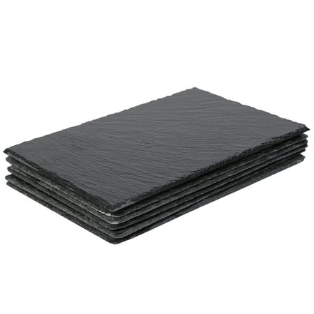 Set of 6 Black Slate Cheese Boards, Individual Stone Plates for Cheese, Meat, Appetizers , 8 x 12 Inches
