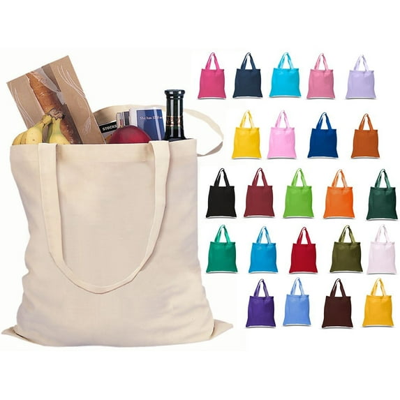 Set of 6 Blank Cotton Tote Bags Reusable 100% Cotton Reusable Tote Bags
