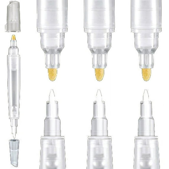 Set of 6 Blank Refill Paint Markers Double End Refillable Paint Pens Empty Refillable Marker for Painting, Fill