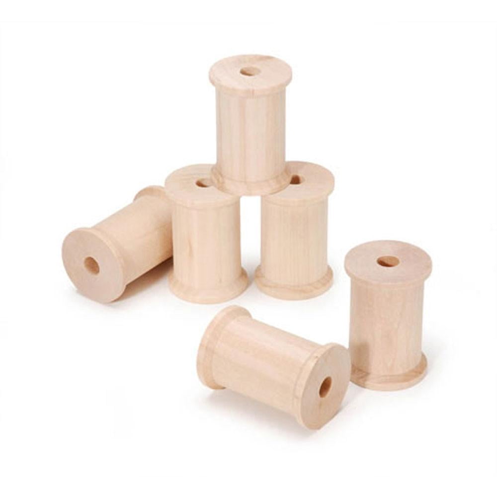 Set of 6 Blank Unfinished Wooden Spools 2.25 Inches - Walmart Business ...