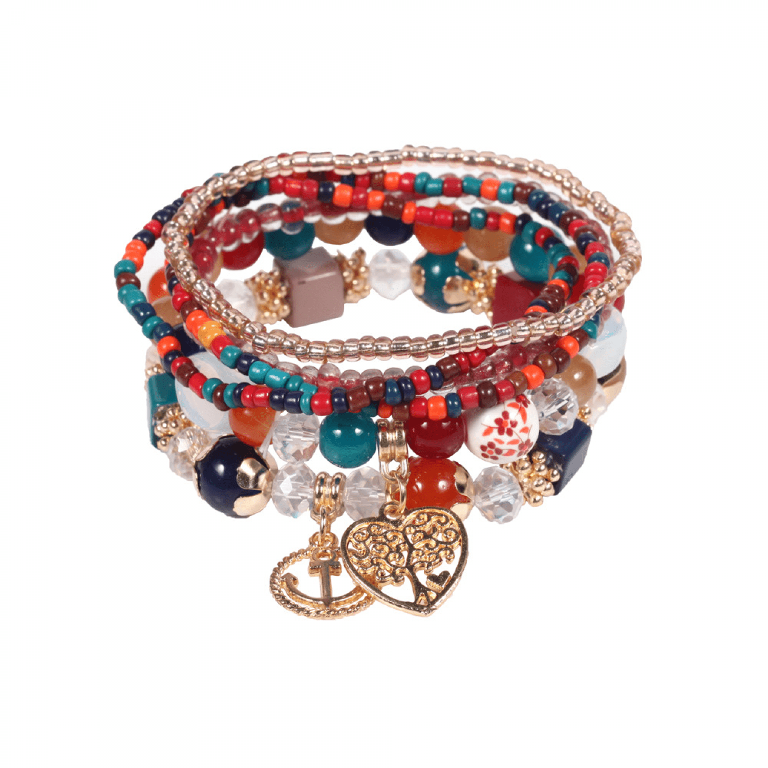 Bohemian Stackable Bracelets for Women Multilayered Stretch Bead