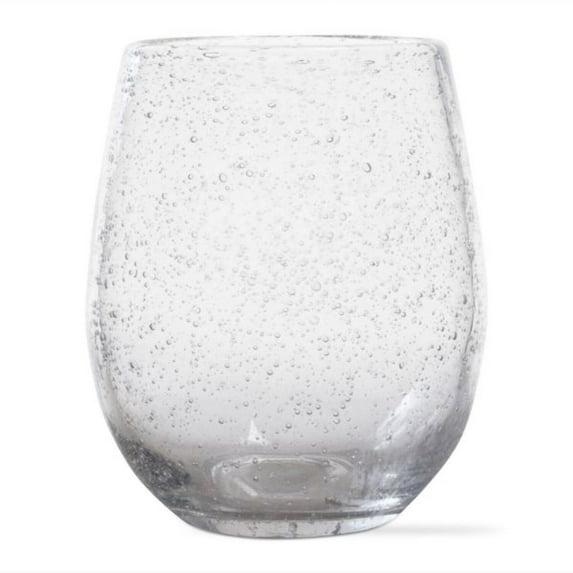 Set of 6 Bubble Glass Stemless Wine Glasses 14-ounce, Clear or Aqua