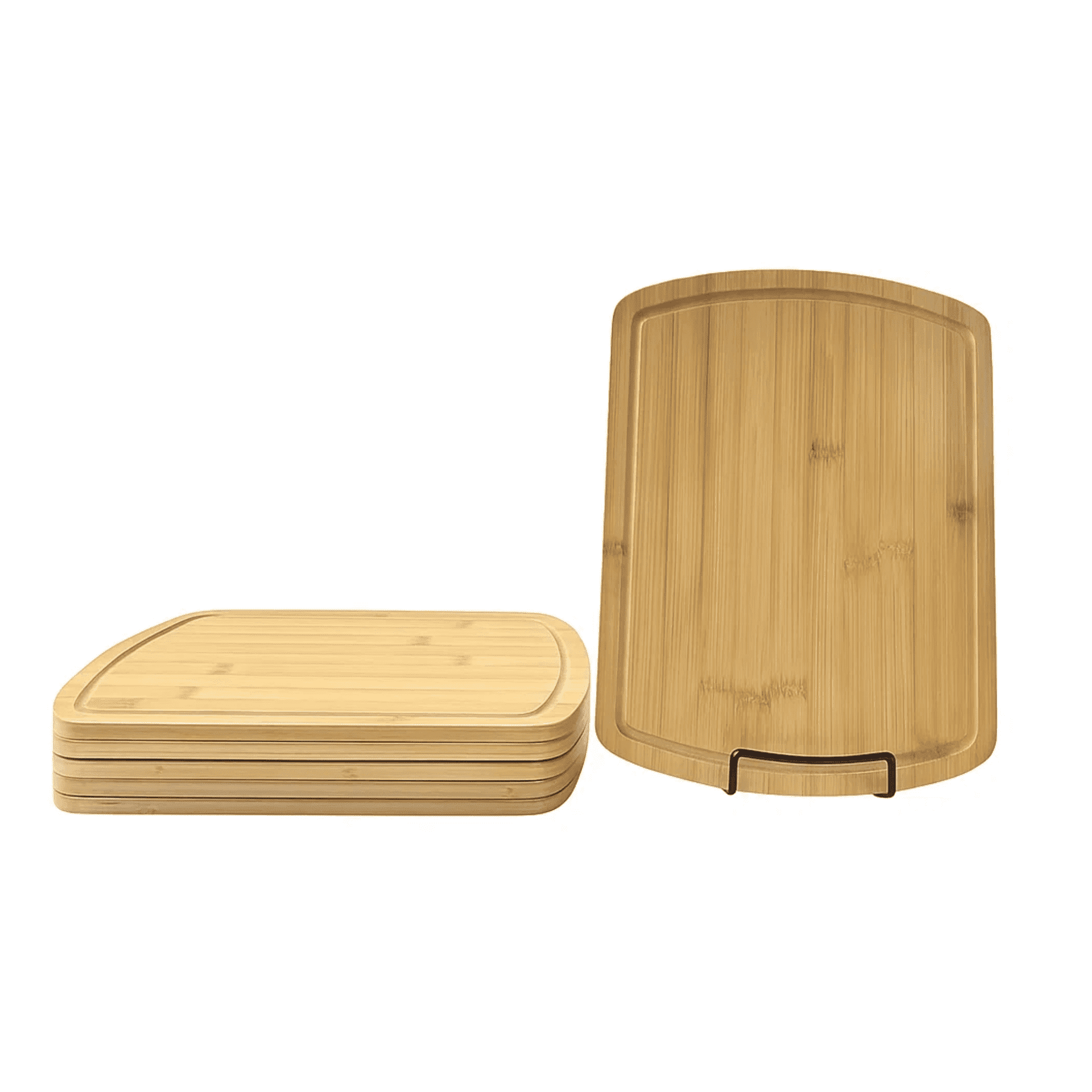 Set of 6, Bulk Bamboo Cutting Boards with Juice Groove, 12x9", Rounded Rectangle, Blank Wood for Engraving