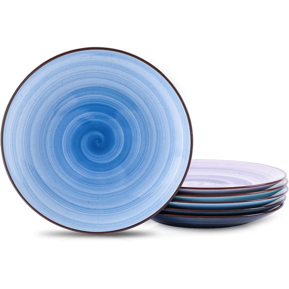 Set of 6 Ceramic Dessert Plates, 6 Inch Appetizer Plates for Cake, Snacks & Side Dishes, Microwave & Dishwasher Safe