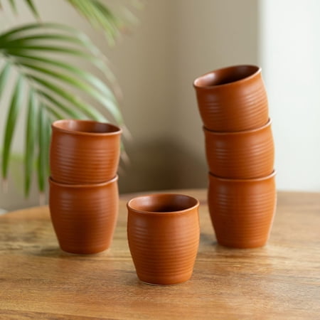 Set of 6 Chai Kulhad Tea Mug Chai Brown By Indian Handmade