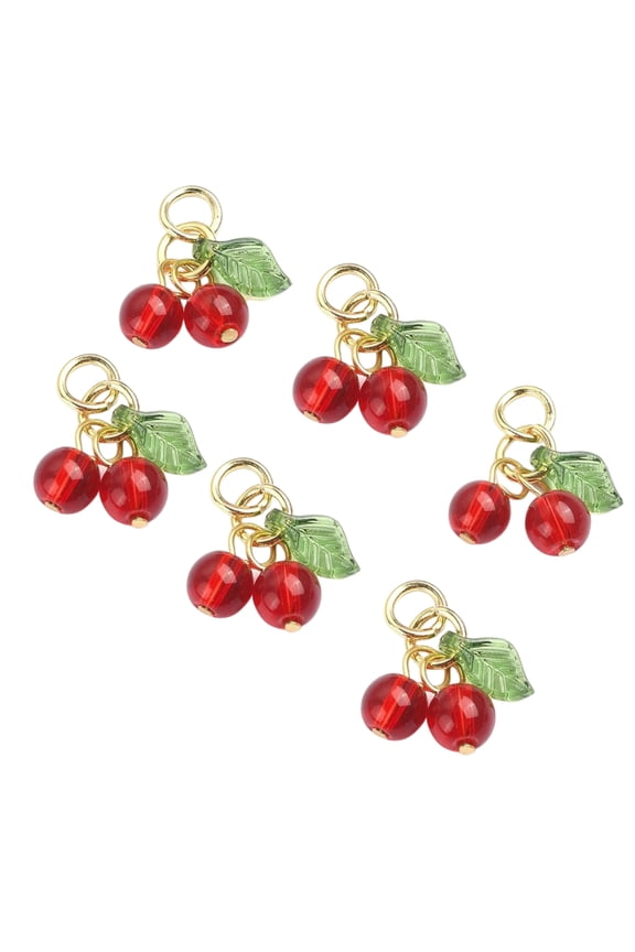 Set of 6 Cherry Jewelry Charm Bracelet Pendant Assorted Accessories Jewelry Finding Jewelry Embellishments Jewelry Part