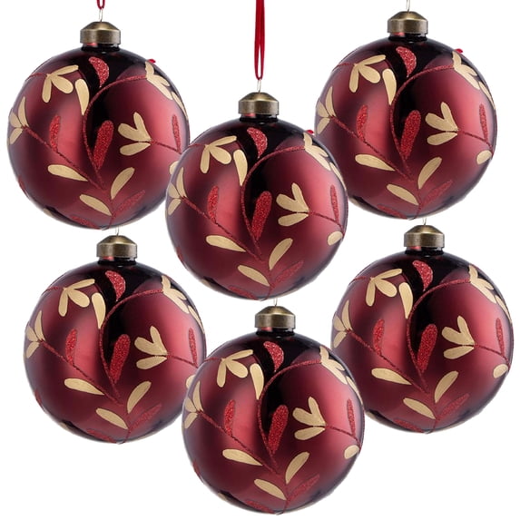 Set of 6 Christmas Ball Ornaments, Glass Decorative Hanging Ball Christmas Tree Ornaments for Holiday Party Decorations, D3.9"