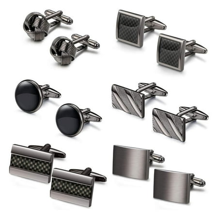 Set of 6 Classic Cufflinks Set for Men Wedding Business Cufflinks Shirt Tux Accessories Father's Day Gift with Box