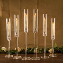 6pcs Clear Acrylic Taper Candle Holders Centerpieces for Wedding,Candlestick Holders for Dining Room Table Decoration(Fit 0.8in LED Candle)