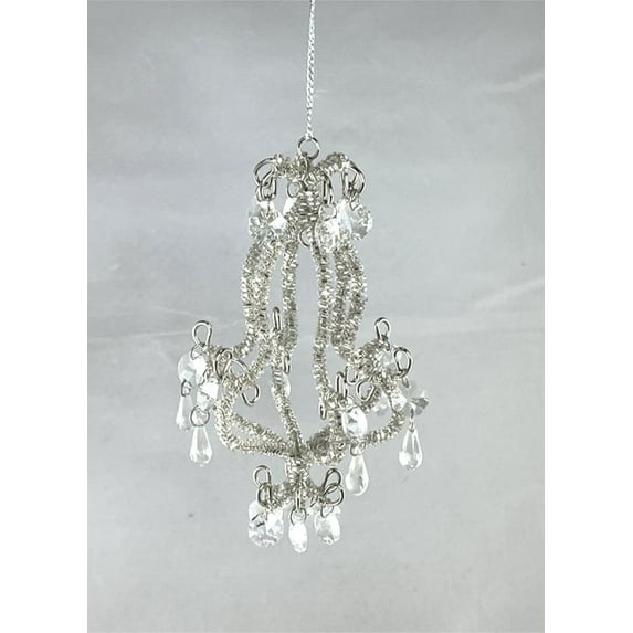 Set of 6 Clear Beaded Chandelier Ornament