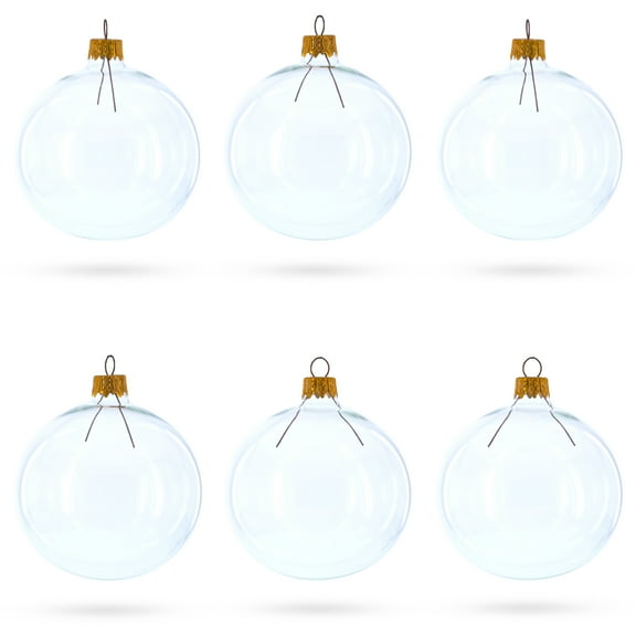 Set of 6 Clear Glass Ball Christmas Ornaments DIY Craft 3.25 Inches