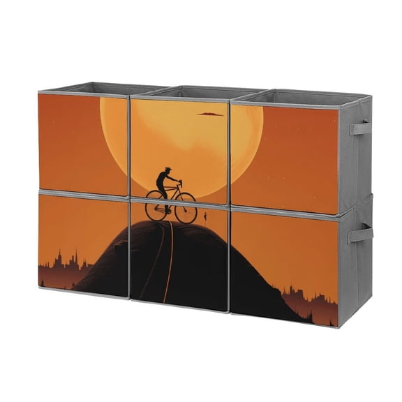 Set of 6 Collapsible Oxford Fabric Storage Cubes with Handles, Foldable Closet Organizer Bins for Clothes, Toys, Shelves, Home & Kitchen Bike Fly