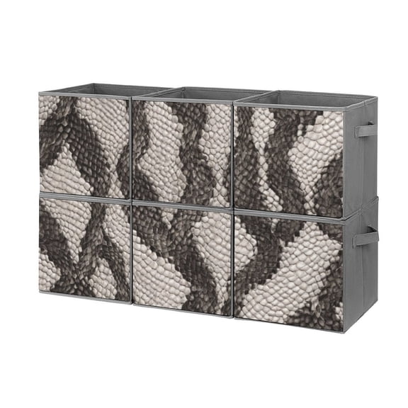 Set of 6 Collapsible Oxford Fabric Storage Cubes with Handles, Foldable Closet Organizer Bins for Clothes, Toys, Shelves, Home & Kitchen Zebra