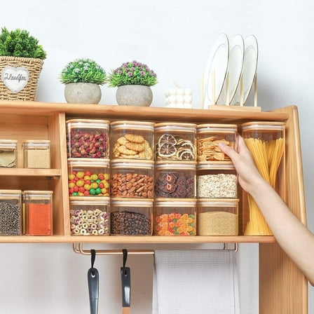 Set of 6 ComSaf 20 oz Glass Food Storage Jars with Lids, Clear Container for Kitchen Pantry Organization