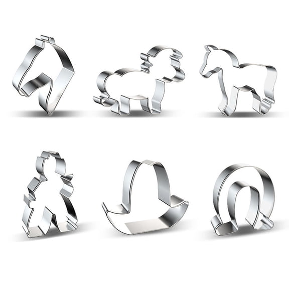 Set of 6 Cookie Biscuit Series Horse Cowboy Shape Stainless Steel for Kitchen Baking Tool