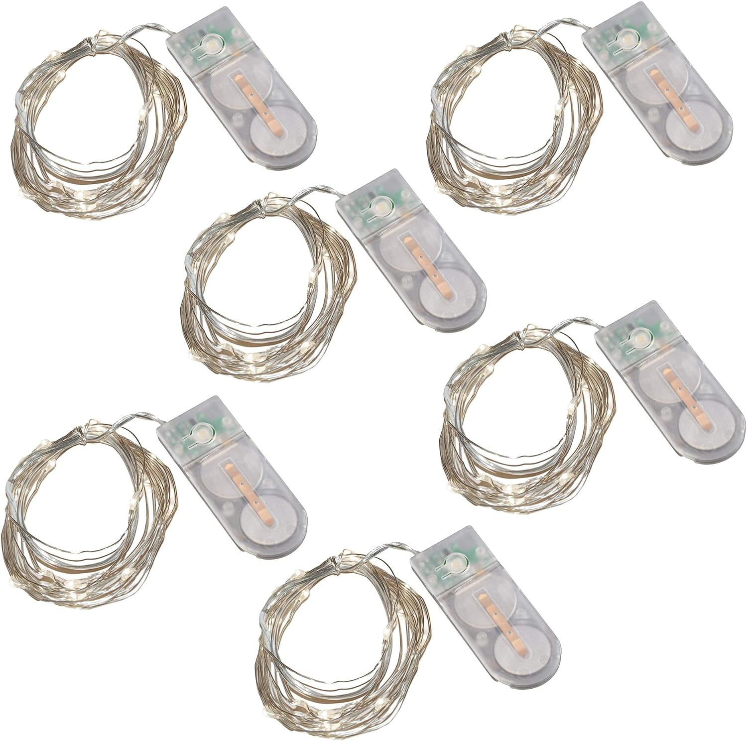 Set of 6 Cool White Battery Operated LED Fairy String Lights