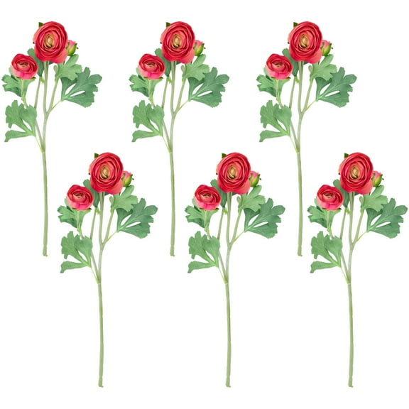 Northlight Real Touch Coral Pink Ranunculus Artificial Floral Sprays, Set of 6 - 21"