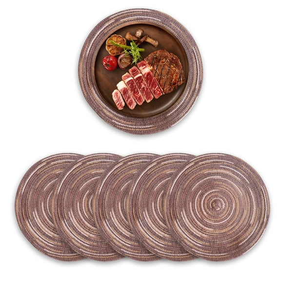 Set of 6 Cotton Woven Placemats,Round Plate Thick Placemat - Style:Style 3
