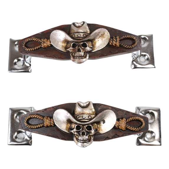 Set of 6 Country Western Cowboy Skull With Gallow Ropes Drawer Handle Bar Pulls