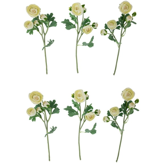 Northlight Real Touch™ Cream Ranunculus Artificial Floral Sprays, Set of 6 - 21"