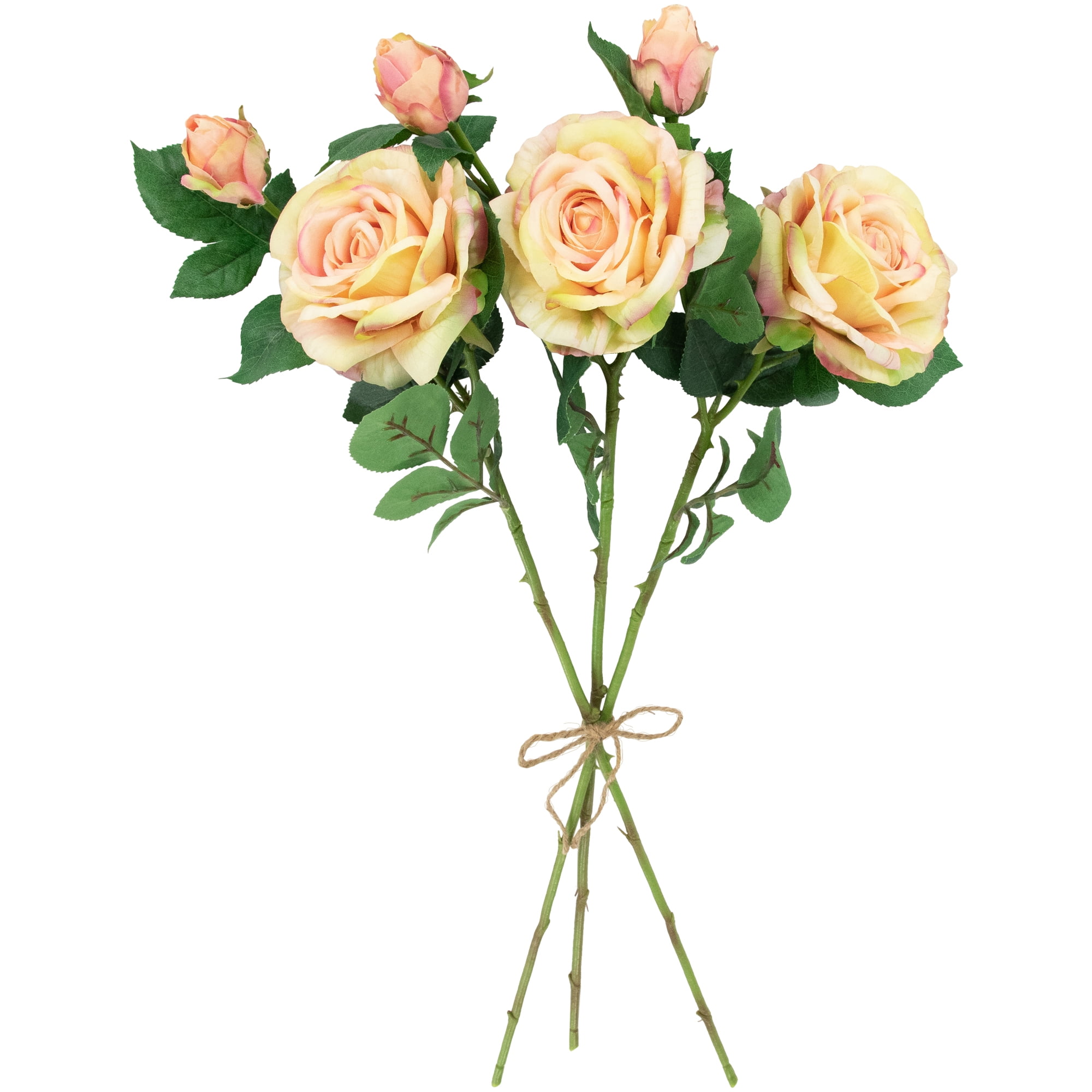 Northlight Real Touch Cream and Pink Artificial Rose Stems, Set of 6 - 26